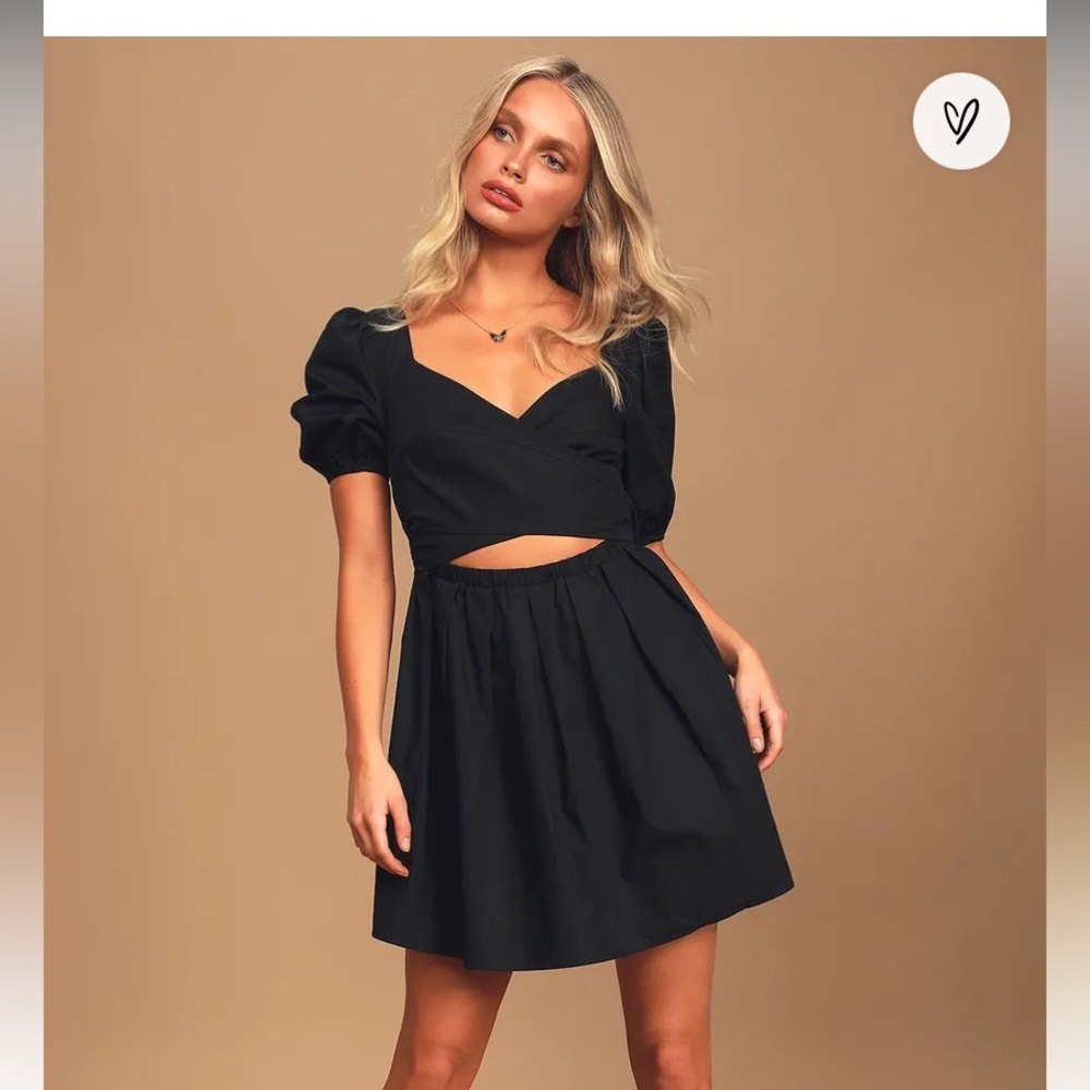 Lulus crisscross my heart black mini dress